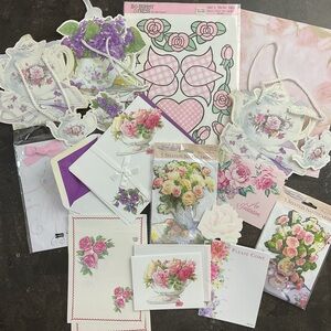 Floral garden tea party themed stationary lot vintage ephemera
